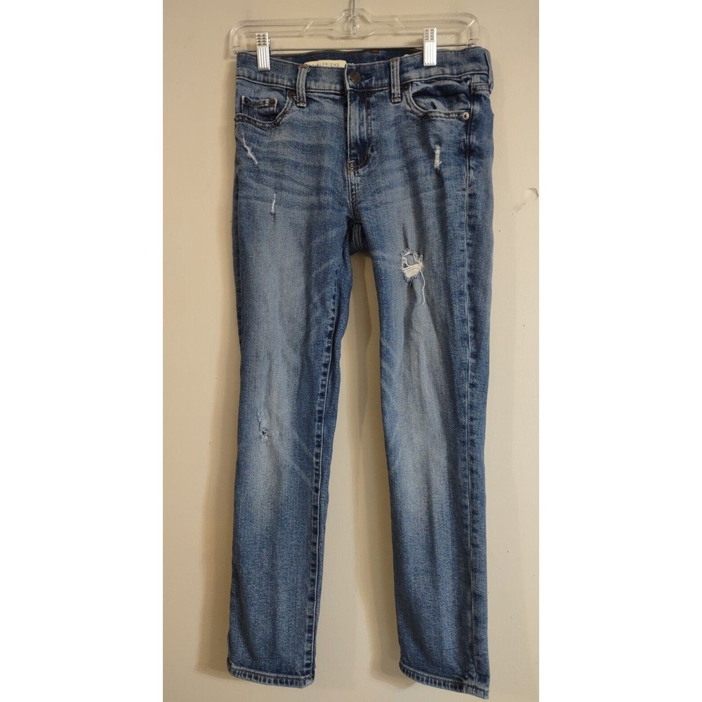 Gap 1969 girlfriend Stretch Distressed Denim Jeans Womens Size 25R